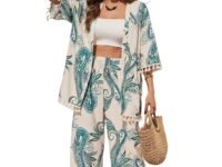 Leriya Fashion Co Ord Set for Women Stylish | Summer Travel Co-Ord Set Short Sleeve Shirt & Wide-Leg Pant | Paisley Printed Stylish Casual Outfit for Summer Cord for Women | Dress for Woman