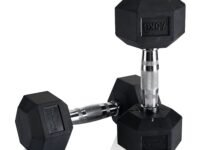 Lifelong Rubber Coated Hexa Dumbbell Set of 2 (7.5Kg x 2) for Home Gym – Weights for Men & Women – Exercise Equipment (Black)