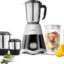 Longway Super Dlx Juicer Mixer Grinder | Up to 750 Watt Powerful Motor | 4 Jars for Grinding, Mixing, Juicing | 2 Year Warranty | Black & Gray