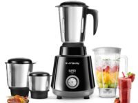 Longway Super Pro Juicer Mixer Grinder | Up to 750 Watt Powerful Motor | 4 Jars for Grinding, Mixing, Juicing | 2 Year Warranty | Black & Gray