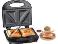 MILTON Express 800W Sandwich Toaster with Durable Die Cast Aluminium Plates | Power Indicators | Non-stick Coating | Black | 1 year warranty