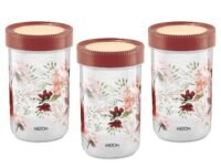 MILTON Nova 2000 Airtight Containers, Set of 3 for Kitchen Storage, Food Grade Plastic, Stackable and Transparent Storage Organizer Jars, Masala Dabba, 1780 ml Each for Tea, Coffee, Sugar, Dry Fruits