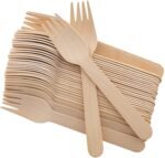 MOOLYAVAAN Products Disposable Wooden Forks -Biodegradable, Natural Wooden Utensils, Great for Parties, Camping, Weddings & Dinner Events (Fork)(Pack of) (20)