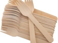 MOOLYAVAAN Products Disposable Wooden Forks -Biodegradable, Natural Wooden Utensils, Great for Parties, Camping, Weddings & Dinner Events (Fork)(Pack of) (20)