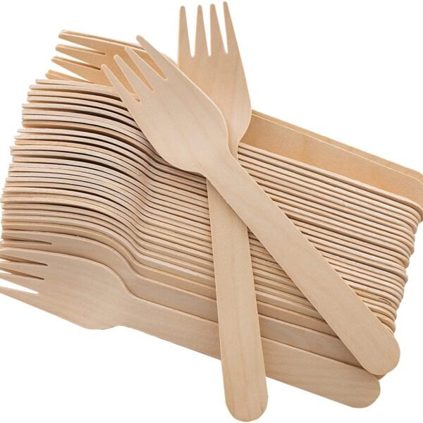 MOOLYAVAAN Products Disposable Wooden Forks -Biodegradable, Natural Wooden Utensils, Great for Parties, Camping, Weddings & Dinner Events (Fork)(Pack of) (20)