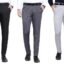 Men's Formal Office Pants Pack of 3, Classic Fit Trousers in Black, Grey and Dark Grey