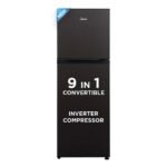 Midea 233 L, 3 Star, Frost Free Convertible 9 in 1 Double Door Refrigerator with real Inverter compressor and Deo Fresh Technology (MDRT359FGI28, Jazz Black)