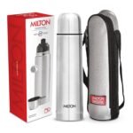 Milton Flip Lid 1000 Thermosteel Water Bottle 1 LTR, 24 Hr Hot and Cold I Leak Proof Lid, ISI Certified I Vacuum Insulated I for Office, Gym, School I Silver
