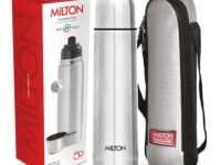 Milton Flip Lid 1000 Thermosteel Water Bottle 1 LTR, 24 Hr Hot and Cold I Leak Proof Lid, ISI Certified I Vacuum Insulated I for Office, Gym, School I Silver