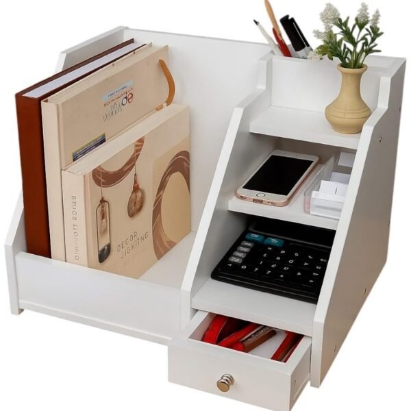 Multifunctional Desk Organizer With Drawers Pen Holder Pencil Box Stationery Storage Compact Desktop Organizer For Home Office School Study Table Accessories Supplies