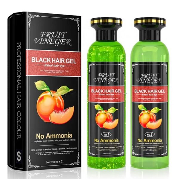 Natural Black Hair Color Gel with Fruit Vinegar 500ml | Ammonia Free, No PPD, NO Harmful Chemicals Liquid Hair Colour Dye for Men & Women | Easy to Apply for Hands, Chest, Beard, Scalp & Beard