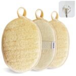 Natural Loofah Sponge Exfoliating (3 packs), Made with Eco-Friendly and Biodegradable Shower Luffa Sponge, Suitable for Men and Women