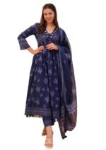 Nermosa Women Printed Anarkali Kurta and Pant Set with Dupatta
