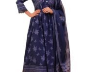 Nermosa Women Printed Anarkali Kurta and Pant Set with Dupatta