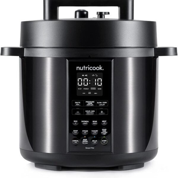 Nutricook Stainless Steel Smart Pot 2 (6 QT / 5.7L), 1000W, 9-in-1 Programmable Electric Pressure Cooker, Slow Cooker, Rice Cooker, Steamer, Sauté, Keep Warm, Smart Lid, 2-Year Warranty