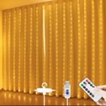 One94Store Plastic Fairy Curtain String Lights for Wall Decoration, Warm White USB Powered 300 LED's, 8 Flashing Modes, Window Backdrop Lights for Bedroom, Party, Diwali, Christmas - 3x3 Meter