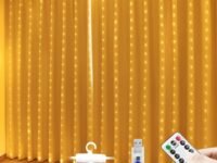 One94Store Plastic Fairy Curtain String Lights for Wall Decoration, Warm White USB Powered 300 LED's, 8 Flashing Modes, Window Backdrop Lights for Bedroom, Party, Diwali, Christmas - 3x3 Meter