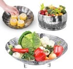 PANCA Stainless Steel Vegetable Fruit Steamer Punching Food Drain Bowl Basket Stainless Steel Steamer (Steamer Basket), 1.5 L, 1.5 Liter, 15 Cm, Silver
