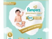 Pampers Premium Care Pant Style Baby Diapers | Large (L size) | 88 Count | Voted India's Softest | All-in-1 with 360 Cottony Softness Diapers| 9-14kg