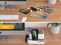 Pencil Holder Plastic Pen Holder Simple Multifunctional Office Stationery Storage Box Compartment Office Supplies