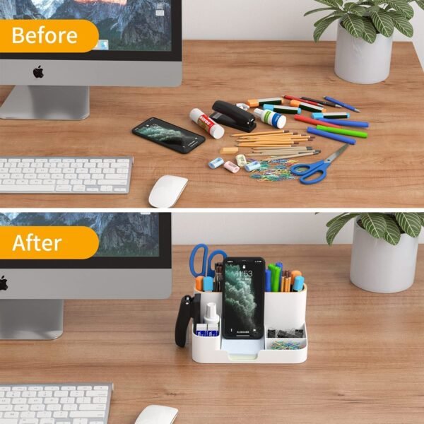 Pencil Holder Plastic Pen Holder Simple Multifunctional Office Stationery Storage Box Compartment Office Supplies