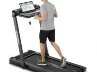 PowerMax Fitness JogPad-3 (4HP Peak) Motorized 2 in 1 Under Desk Treadmill for Home Workout | Walkingpad | Remote Control, Max user 110kg, Top speed 12 kmph, LED Display, Bluetooth,Speaker,ipad holder