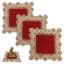 Red Velvet Pooja Cloth with Crystal Stone Work, Decorative Lace Border, Temple Altar Mat for Idols and Rituals, Puja Cloth for Mandir, Pooja Aashan for god Idols (6 X 6 Inch)