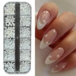 S.A.V.I 12-Grid Natural Pearl Color Nail Art – Semi Circle Flat DIY Manicure Decoration