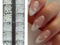 S.A.V.I 12-Grid Natural Pearl Color Nail Art – Semi Circle Flat DIY Manicure Decoration