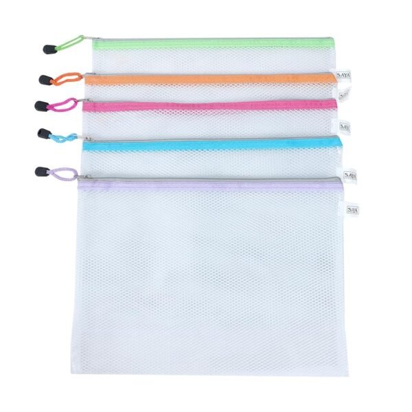 SAYA Clear Zip Envelope Zipper Bag - Document File Holder for Invoices, Bills, and Stationery Items | Versatile Storage for Office Supplies and Travel (A5 Size)