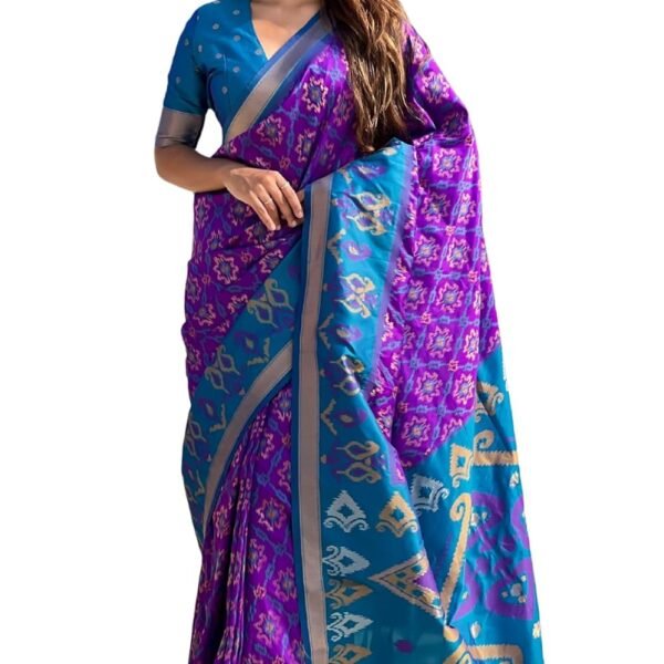 SGF11 Women's Kanjivaram Patola Soft Pure Silk Sarees With Unstitched Blouse Piece