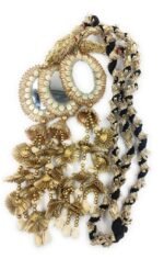 SIMKA® Duble Mirror Heavy Design Punjabi Paranda with Golden Gotapatti Dori/Hair Hair accessories/Extension/Braid Tassles/Patiala Shahi Parandi/Jadai Billai (Golden & Black)