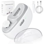 SNOWIE SOFT® Electric Nail Clipper with LED USB 2 in 1 Electric Nail Clippers File with 2 Speeds Anti-splash Electric Nail Trimmer with Nail Dust Bin Safe Electric Nail Clipper for Baby, Adult