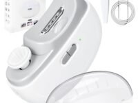 SNOWIE SOFT® Electric Nail Clipper with LED USB 2 in 1 Electric Nail Clippers File with 2 Speeds Anti-splash Electric Nail Trimmer with Nail Dust Bin Safe Electric Nail Clipper for Baby, Adult