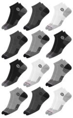 SWAGR 12 Pairs Sports Cotton Ankle Length Socks for Men, Pack of 12., Assorted