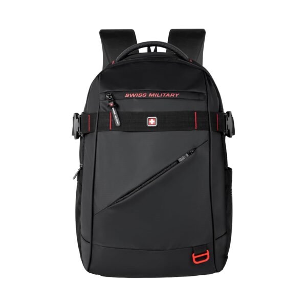 SWISS MILITARY 30L Unisex Laptop Travel Backpack for 15.6-Inch Laptops – with Luggage Strap, Detachable Key Ring, Anti-Theft Pocket, Expandable Bottle Pocket for Office and College Use