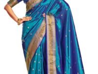 SWORNOF Womens Kanjivaram Silk Saree with Zari Woven Saree With Blouse Piece