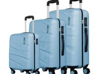 Safari 3Pc Polycarbonate Persia Set-55+65+77 Cms Small, Medium & Large Size (Cabin & Check-in) 8 Wheels Luggage/Speed_Wheel Suitcase/Trolleys (Pearl Blue)