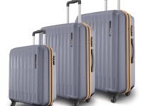 Safari Genius Alley Set of 3 (Cabin + Medium + Large) Trolley Bags Hard Case Polypropylene, 4 Wheels, 360 Degree Wheeling Luggage, Suitcase for Travel, Trolley Bags for Travel, Flintstone