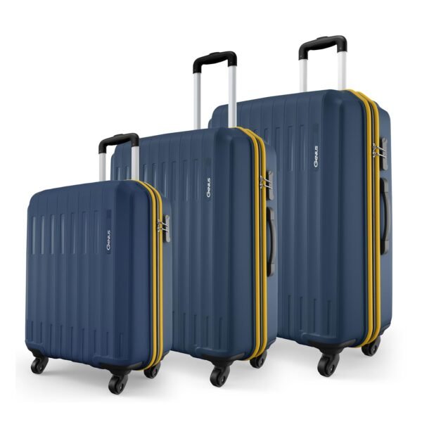 Safari Genius Alley Set of 3 (Cabin+ Medium + Large) Trolley Bags Hard Case Polypropylene, 4 Wheels, 360 Degree Wheeling Luggage, Travel Bag, Suitcase for Travel, Trolley Bags for Travel, Navy