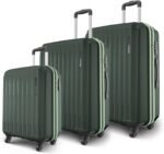 Safari Genius Alley Trolley Bag Hard Case Polypropylene, 4 Spinner Wheels, 360 Degree Wheeling Carry on Luggage, Travel Bag, Suitcase for Travel, Trolley Bags for Travel, Deep Forrest, Set of 3 (Cabin