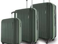 Safari Genius Alley Trolley Bag Hard Case Polypropylene, 4 Spinner Wheels, 360 Degree Wheeling Carry on Luggage, Travel Bag, Suitcase for Travel, Trolley Bags for Travel, Deep Forrest, Set of 3 (Cabin