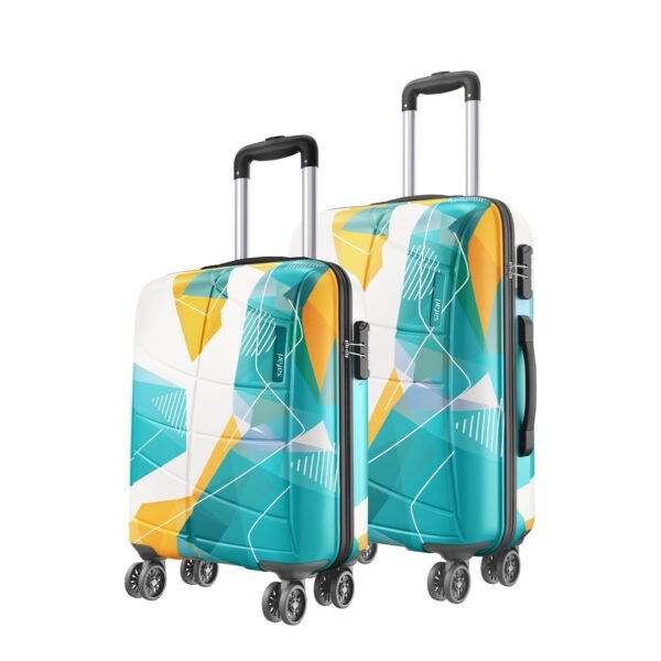 Safari Luma Neo 8 Wheels Set of 2 (Cabin + Medium) Trolley Bags, Hard Case Printed Polycarbonate, 360 Degree Wheeling Carry-on & Check-in Luggage, Suitcase for Travel, Trolley Bags for Travel, Multi
