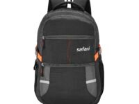 Safari Omega spacious/large laptop backpack with Raincover, college bag, travel bag for men and women, Black, 30 Litre