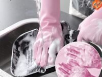 Silicon Hand Gloves For Dish Washing, Gloves For Washing Utensils, Cleaning Gloves For Kitchen, Kitchen Gloves (Multi Colour – Pack of 1)