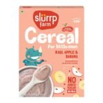 Slurrp Farm No Added Sugar Instant Ragi & Apple Cereal, Real Apple & Banana, Cereal with No Milk, No Preservatives, 200g