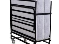 Springtek Rollaway Wrought Iron Metal Folding Bed Single for Sleeping | Foldable Bed with Mattress | Premium 6 Inch Single Size Gadda with Lockable Wheels | Space Saving Extra Guest Bed | Black