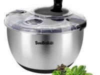 Stainless Steel Salad Spinner, 4.2 Qt Vegetable Washer, BPA-Free Lettuce Dryer with Crank Design, Dishwasher Safe, Non-Slip Base - Transparent Lid