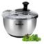 Stainless Steel Salad Spinner, 4.2 Qt Vegetable Washer, BPA-Free Lettuce Dryer with Crank Design, Dishwasher Safe, Non-Slip Base - Transparent Lid