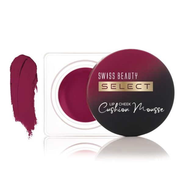 Swiss Beauty Select Lip And Cheek Cushion Creamy Mousse with Vitamin E | 12 Hours Stay | Shade- Velvet Red, 4.5gm |
